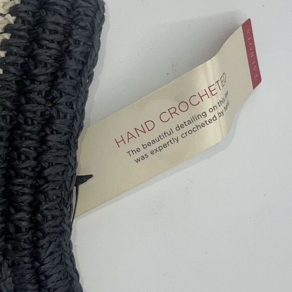 TALBOTS Hand Crocheted Paper Straw Stripes and Pineapple Clutch Handbag-NWT - Picture 3 of 6